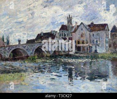 Alfred Sisley (1839 - 1899) - le pont de moret effet d'orage 1887 Banque D'Images