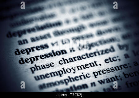 La dépression définition dans un dictionnaire Banque D'Images
