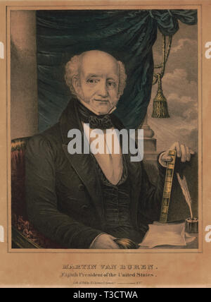 Martin Van Buren (1782-1862), 8e président des États-Unis, 1837-1841, Portrait assis, lithographie de Nathaniel Currier, 1838 Banque D'Images