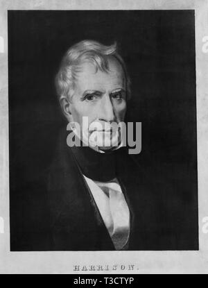 William Henry Harrison (1773-1841), neuvième Président des États-Unis, la tête et épaules Portrait, lithographie Banque D'Images