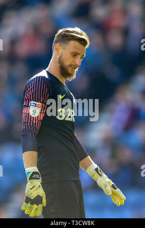 6 AVRIL 2019 , Deepdale, Preston, England ; Sky Bet Championship, Preston North End vs Sheffield United ; Declan Rudd (01) de Preston durant la partie Crédit : Mark Cosgrove/News Images images Ligue de football anglais sont soumis à licence DataCo Banque D'Images