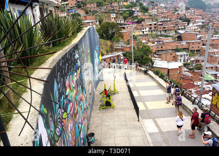 High Angle View of Comuna 13, Medellin, Colombie Banque D'Images