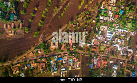 Les fermes de la ville de Moshi, Tanzanie Banque D'Images