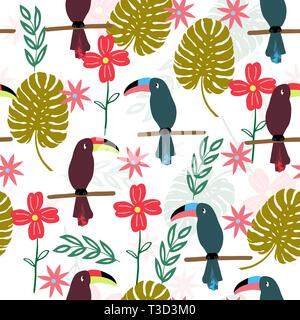 Motif transparent tropical avec des toucans Illustration de Vecteur