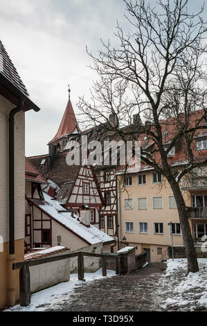 Maisons à colombages dans une des rues pittoresques du centre historique de Nuremberg, Bavière - Allemagne Banque D'Images