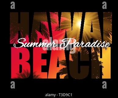 Hawai Beach Summer Paradise Palm Background abstrait. Vector Illustration Illustration de Vecteur