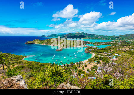 Vue paysage aérien de Shirley Heights, English Harbour, Antigua-et-Barbuda Banque D'Images