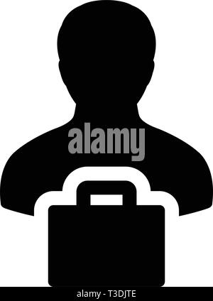 L'icône de bureau personne de sexe masculin avatar profil vectoriel avec symbole porte-documents pour affaires et commerce en couleur plate illustration pictogramme glyphe Illustration de Vecteur