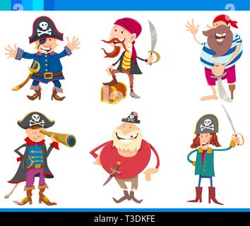 Illustrations de Funny Cartoon Fantasy Pirates Conte ou jeu de caractères Illustration de Vecteur