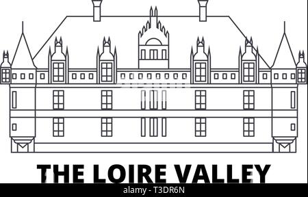 La France, la vallée de la Loire Vue d'horizon voyages en ligne. La France, la vallée de la Loire Monument contours city vector illustration, symbole de voyage, sites touristiques Illustration de Vecteur