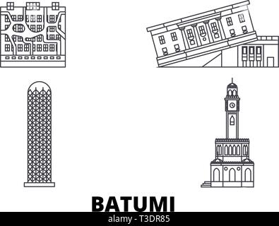 La Géorgie, la ligne d'horizon voyage Batoumi. La Géorgie, Batumi contours city vector illustration, symbole de voyage, sites touristiques, monuments. Illustration de Vecteur