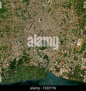 Bangkok en Thaïlande vu de l'espace - contient des données Sentinel Copernicus modifiés (2019) Banque D'Images