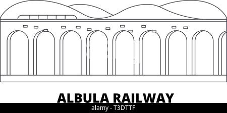 L'Italie, la ligne de chemin de fer de l'Albula skyline voyage ensemble. L'Italie, les grandes lignes de chemin de fer de l'Albula, illustration vectorielle, symbole de la ville, les voyages touristiques, monuments. Illustration de Vecteur