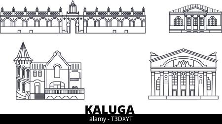 La Russie, Kaluga ligne skyline set. La Russie, Kaluga contours city vector illustration, symbole de voyage, sites touristiques, monuments. Illustration de Vecteur