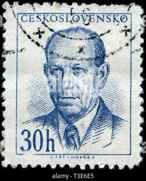 Timbre-poste de l'ancien État tchécoslovaque de la série émise en 1953 Président Banque D'Images