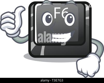 Thumbs up bouton f6 isolés dans la mascot Illustration de Vecteur