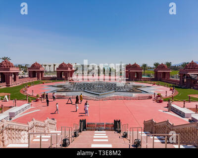 Le Chino Hills, MAR 31 : Vue extérieure de la célèbre temple BAPS Shri Swaminarayan Mandir le Mar 31, 2019 à Chino Hills, Los Angeles County, Californie Banque D'Images