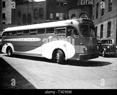 Greyhound bus en route vers New York City ca. 1937 Banque D'Images
