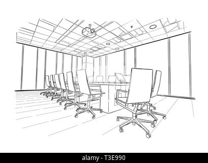 Salle de réunion part croquis vector illustration Illustration de Vecteur