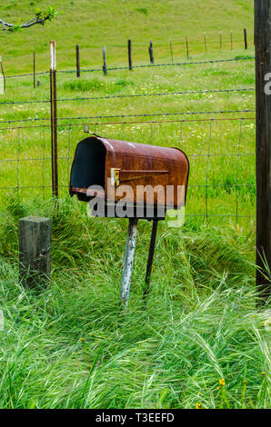 Une vieille boîte battues et abandonnés dans le centre de la Californie's Diablo Mountain Range spring 2019 USA Banque D'Images