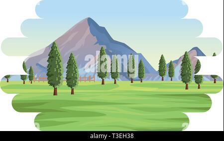 Paysage de montagne avec des arbres Illustration de Vecteur