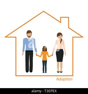 Adoption d'une fille dans une maison de famille EPS10 vector illustration Illustration de Vecteur