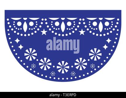 Fiesta Mexicaine vector template design, papel picado paper cut out avec motif géométrique et floral, partie de la décoration traditionnelle du Mexique sans Illustration de Vecteur