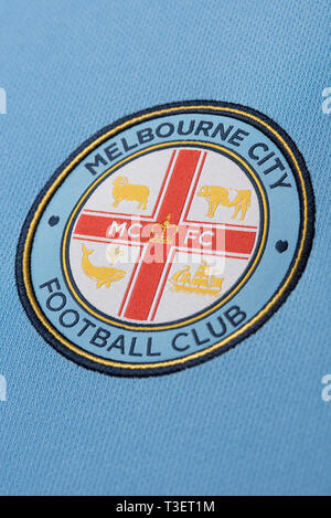 Close up of Melbourne City FC New Jersey. Banque D'Images