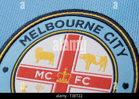 Close up of Melbourne City FC New Jersey. Banque D'Images