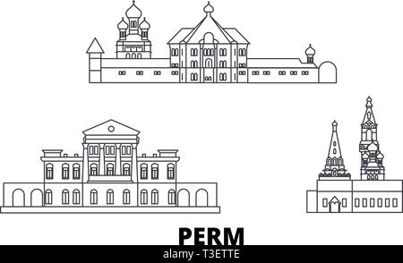 La Russie, Moscow skyline voyages en ligne. La Russie, Moscow contours city vector illustration, symbole de voyage, sites touristiques, monuments. Illustration de Vecteur