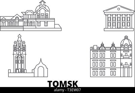 La Russie, Moscow skyline voyages en ligne. La Russie, Moscow City contour vector illustration, symbole de voyage, sites touristiques, monuments. Illustration de Vecteur