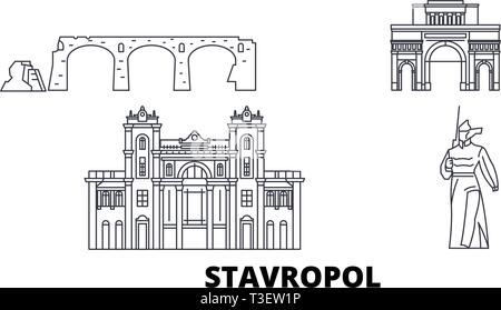 La Russie, la ligne d'horizon de Stavropol voyage ensemble. La Russie, Stavropol contours city vector illustration, symbole de voyage, sites touristiques, monuments. Illustration de Vecteur