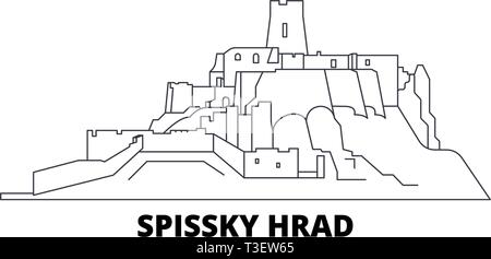 La Slovaquie, Spissky Hrad skyline voyages en ligne. Spissky Hrad contours de la Slovaquie, illustration vectorielle, symbole de la ville, les voyages touristiques, monuments. Illustration de Vecteur