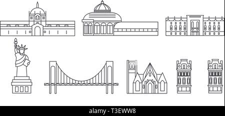 United States, Bronx à New York skyline voyages en ligne. United States, New York Bronx contours city vector illustration, symbole de voyage, sites touristiques Illustration de Vecteur