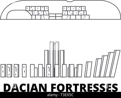 Roumanie, Forteresses daces des monts Orastie, Skyline voyages en ligne. Roumanie, Forteresses daces des monts Orastie, contours city vector illustration Illustration de Vecteur