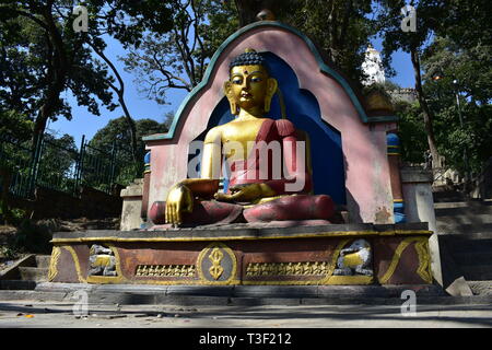 Patrimoine mondial de l'ancien site religieux Sainte bouddhiste, Monkey Temple, Katmandou, Népal Asie vallée himalayenne Dalaï-Lama Hindi hindou Belle Banque D'Images