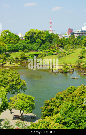 Suizenji Jojuen jardin au printemps, Kumamoto Prefecture, Japan Banque D'Images