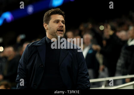 Tottenham Hotspur Stadium, Londres, Royaume-Uni. Apr 9, 2019. Ligue des Champions de football, quart de finale 1ère manche, Tottenham Hotspur et Manchester City, Tottenham Hotspur Manager Mauricio Pochettino Credit : Action Plus Sport/Alamy Live News Banque D'Images