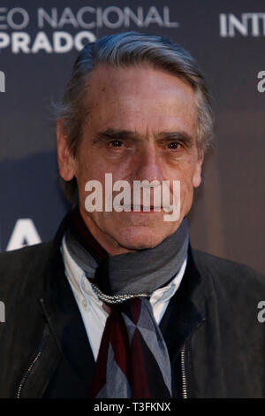 Rome, Italie. 09 avr, 2019. Acteur Jeremy Irons pose pour les photographes pendant la présentation du film documentaire du bicentenaire du musée du Prado à Madrid. Credit : insidefoto srl/Alamy Live News Banque D'Images