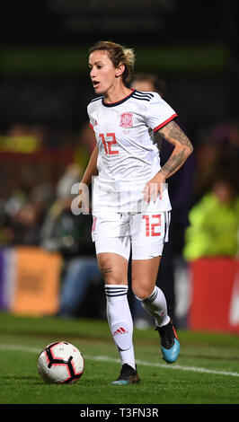 La masse de comté, Swindon, Royaume-Uni. Apr 9, 2019. Womens International football friendly l'Angleterre contre l'Espagne ; Angela Sosa de l'Espagne : l'action de Crédit Plus Sport/Alamy Live News Banque D'Images