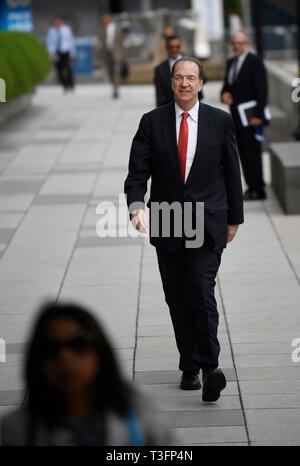 Washington, USA. Apr 9, 2019. David Malpass arrive au siège de la Banque mondiale à Washington, DC, États-Unis, le 9 avril 2019. David Malpass le mardi est entrée en fonction comme président du groupe de la Banque mondiale, et a dit qu'il a hâte d'entreprendre la tâche avec enthousiasme. Credit : Liu Jie/Xinhua/Alamy Live News Banque D'Images