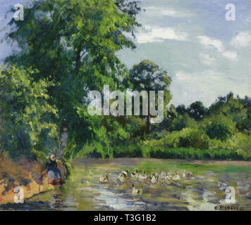 Camille Pissarro、L'ETANG DE MONTFOUCAULT The Pond at Montfoucault, 1875 by Camille Pissarro