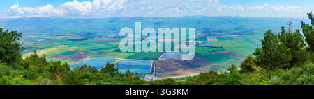 Vue panoramique de la Vallée de Hula paysage, dans le Nord d'Israël Banque D'Images