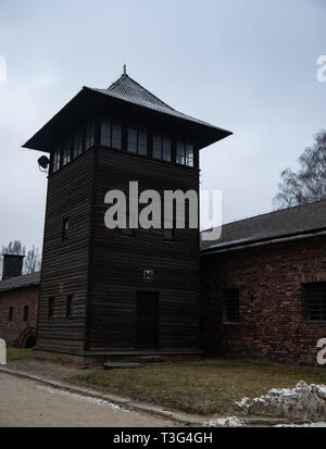 Tour de Garde, camp de concentration d'Auschwitz et la mort camp, Pologne Banque D'Images