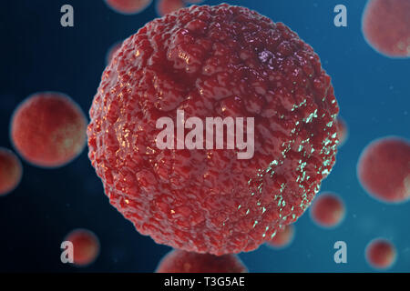 3D illustration ovule embryon. Les cellules de l'embryon avec noyau rouge dans le centre. Les ovules humains ou animaux. Concept scientifique de la médecine. Développement living Banque D'Images