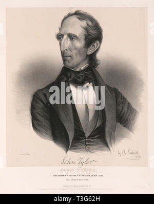 John Tyler, président des États-Unis, 1841, né le 29 mars 1790, de la vie sur la pierre par le SHC. Fenderich, 1841 Banque D'Images