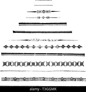 Dessin vectoriel d'antiquités ou d'une gravure de motifs décoratifs d'époque classique, de ligne de démarcation horizontale. Livres de Krizowe Tazeni Deti imprimé en 1845 et l'Empire autrichien Romische Historie imprimé au royaume de Prusse en 1762. Illustration de Vecteur