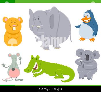 Cartoon Illustration de Funny Animal heureux Jeu de caractères Illustration de Vecteur