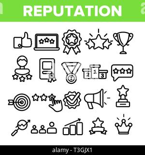 Mince vecteur linéaire de la réputation de symboles d'icônes Illustration de Vecteur
