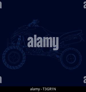 Contour de la quadruple de lignes bleues sur un fond sombre. Vue de côté. Vector illustration Illustration de Vecteur